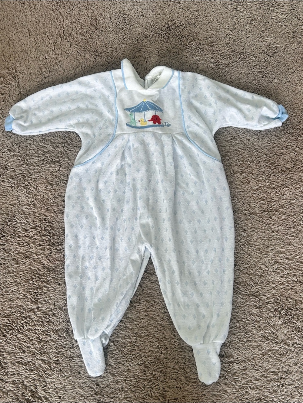 Baby Dior Designer Cozy Light Blue Baby One-Piece Footed Sleeper Large 18-25 lbs